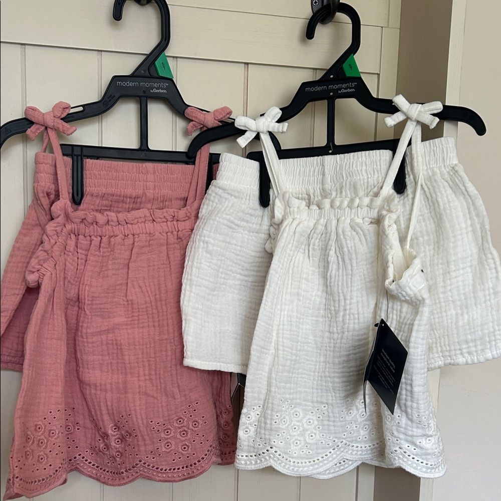 Gerber Blush Pink and White Kids Shorts Set of 2